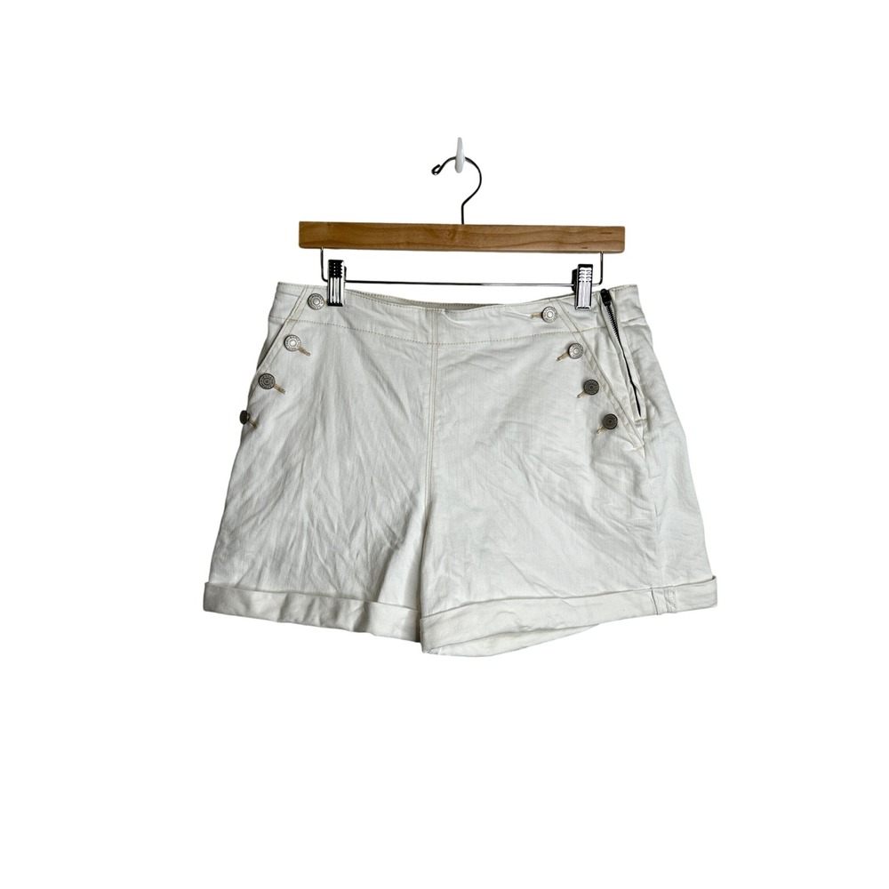 Banana Republic White High Rise Sailor Denim Shorts 4" Inseam Size 28/6 814694